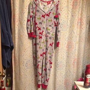 munki munki Gray Onesie with Red Trim and Multicolor Print